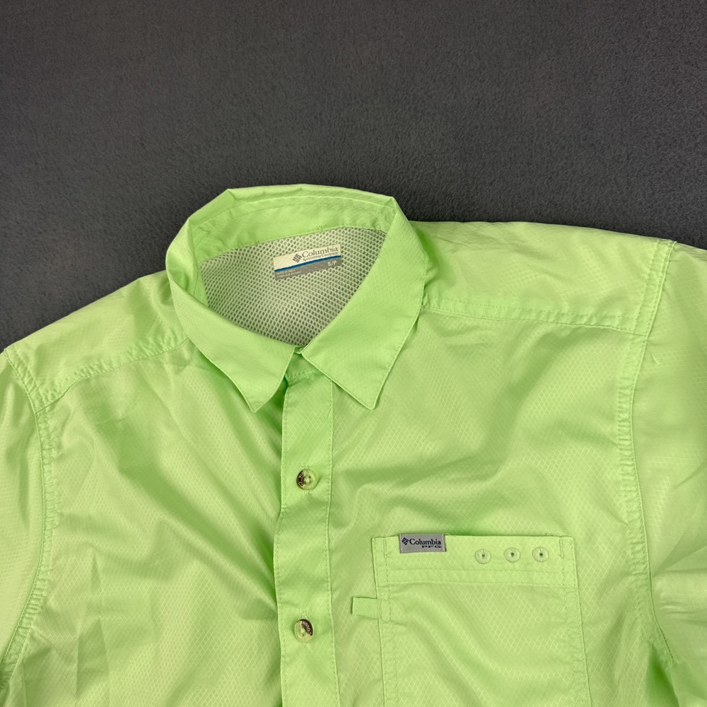 Columbia Shirt Mens S Green PFG Omni-Shade Short Sleeve Fishing Button Up FM7042